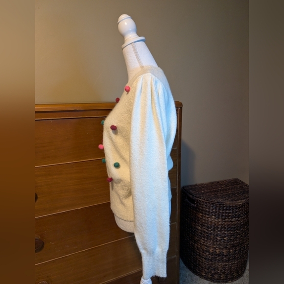 Christmas Dingle Ball White Crop Sweater SZ Large - Picture 6 of 15